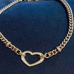 Silver and rhinestone Brighton heart necklace